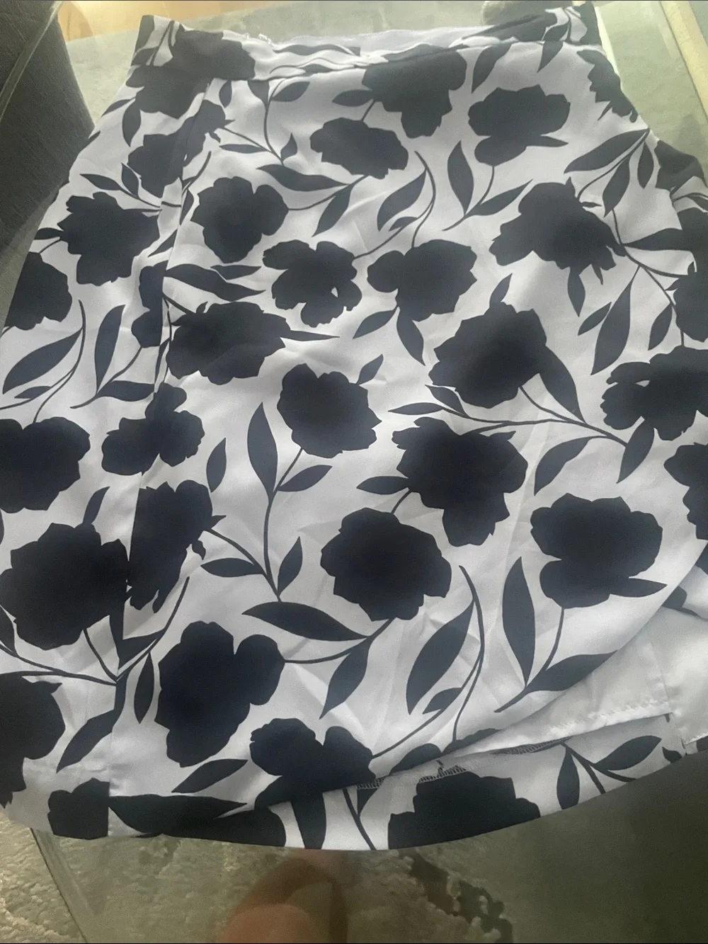 Ann Taylor Navy and White Floral Mini Skirt